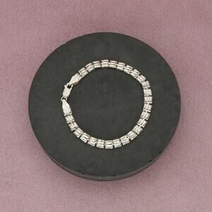 sterling silver italy striped puffy link bracelet size 6.75in